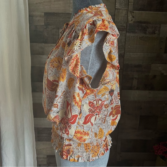 Floral Ruffle Sleeve Top - Multicolor - Picture 3 of 8